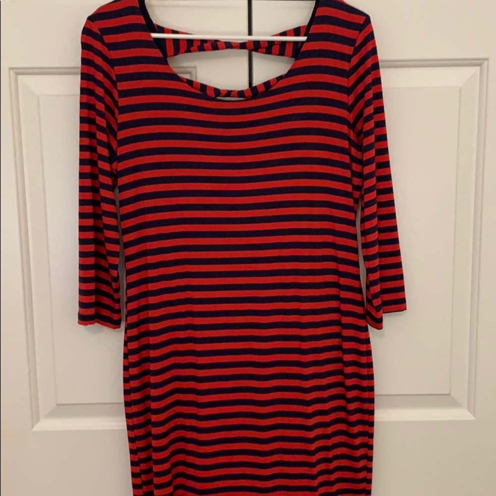 Red & Navy Striped Dress